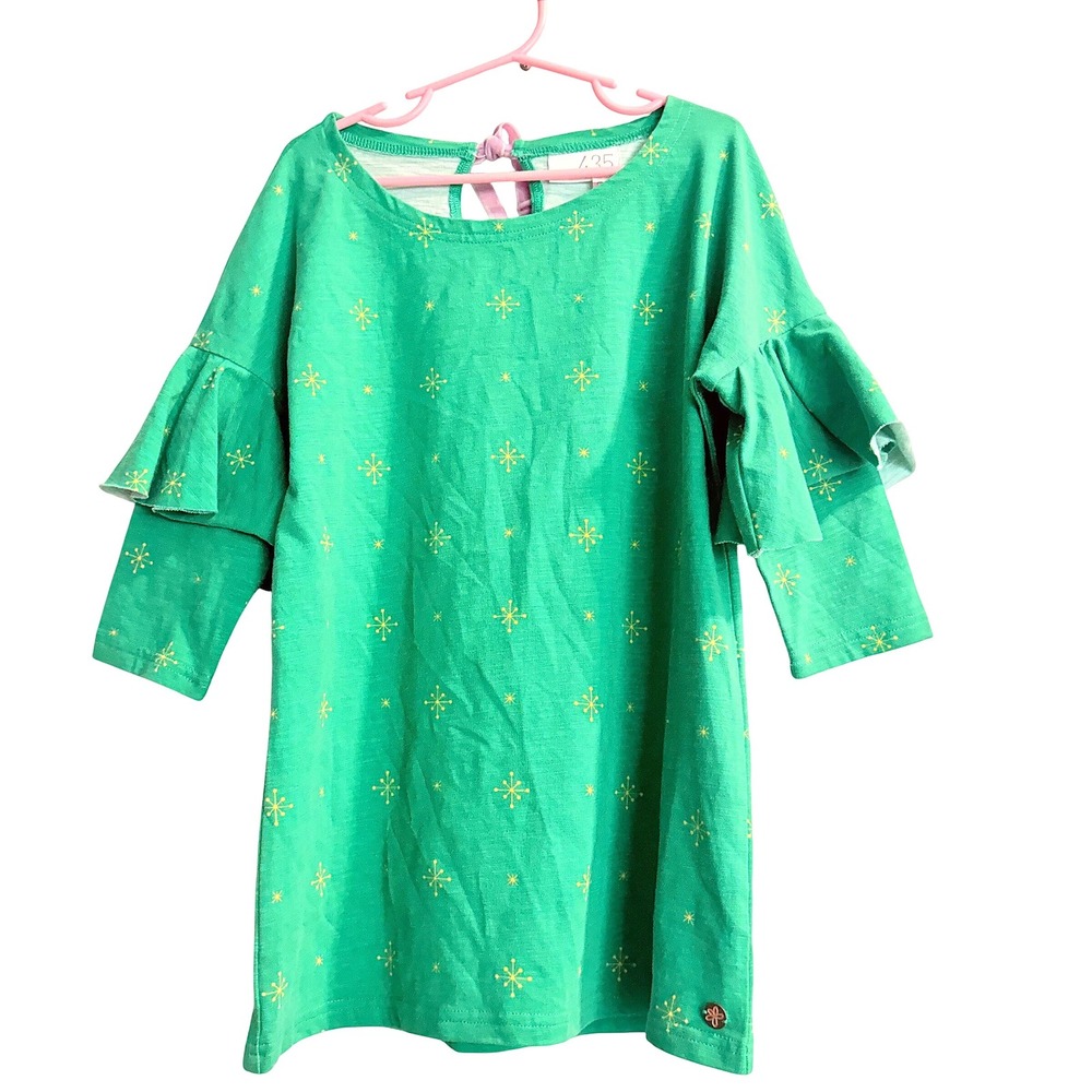Matilda Jane Tis The Season Green Starburst Ruffle Sleeve Top 8 24452T